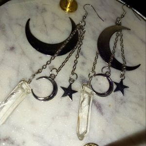 Crecent moon drop crystal earrings